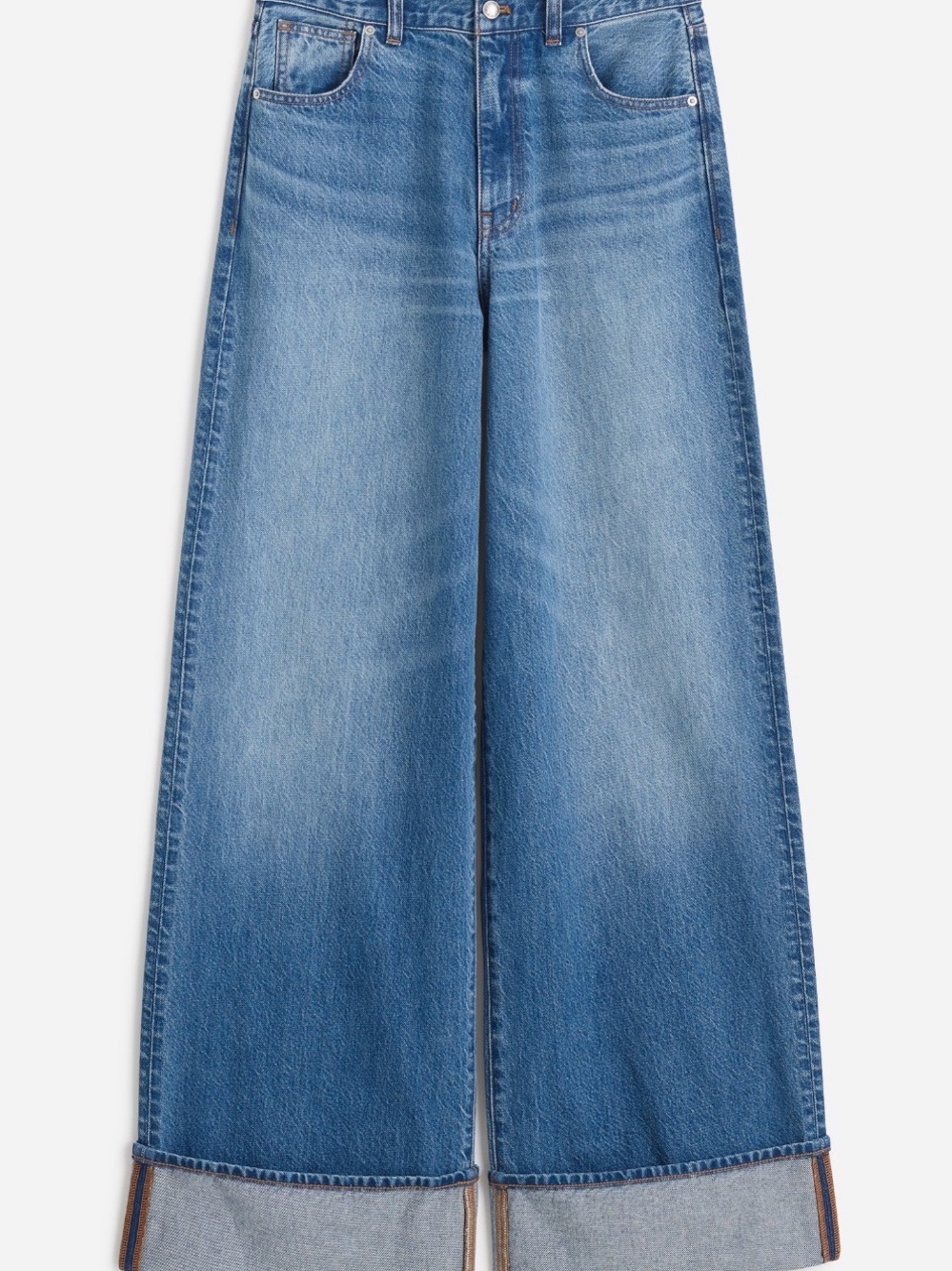 Madewell Light Blue Wide-Leg Cuffed Jeans